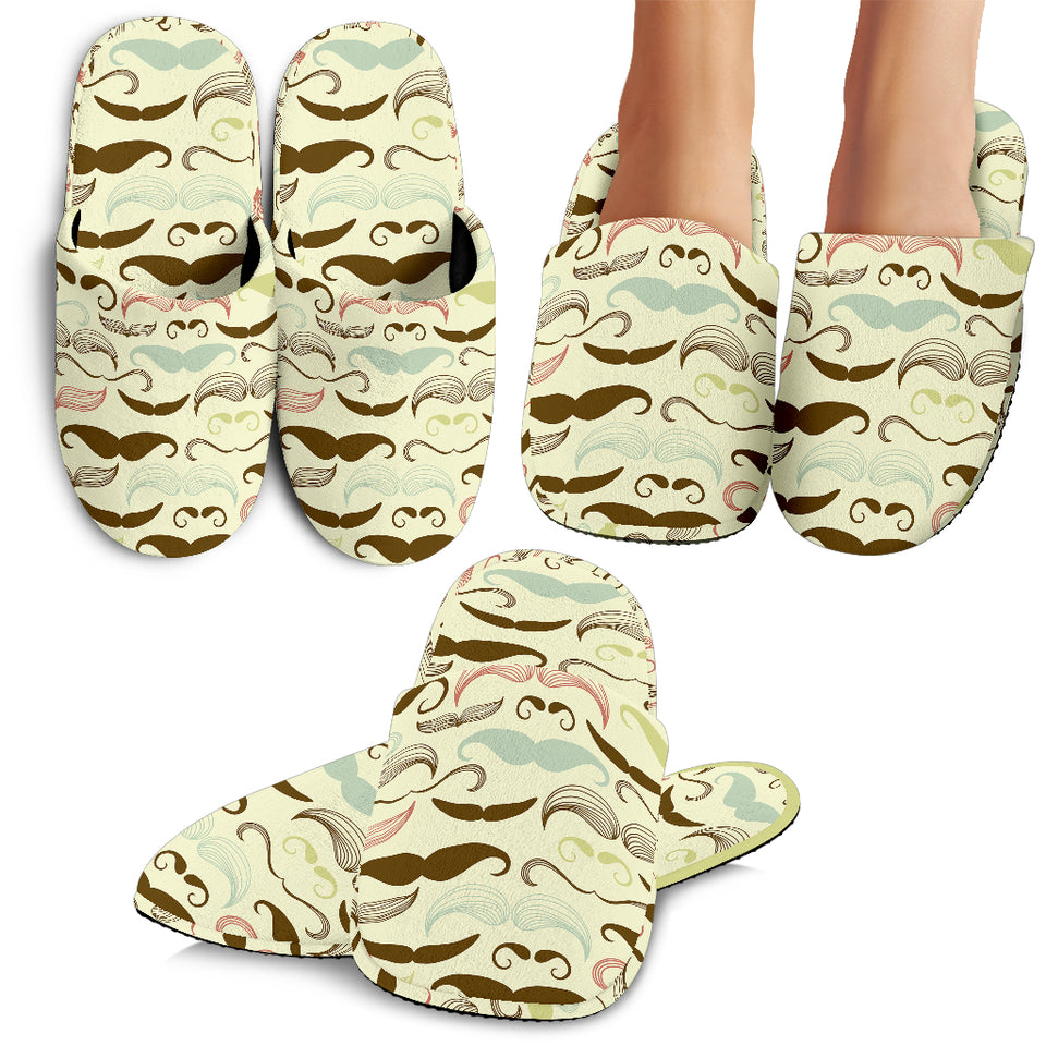Mustache Beard Pattern Print Design 01 Slippers