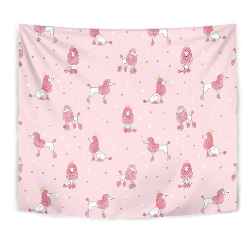 Poodle Dog Pink Color Theme Wall Tapestry