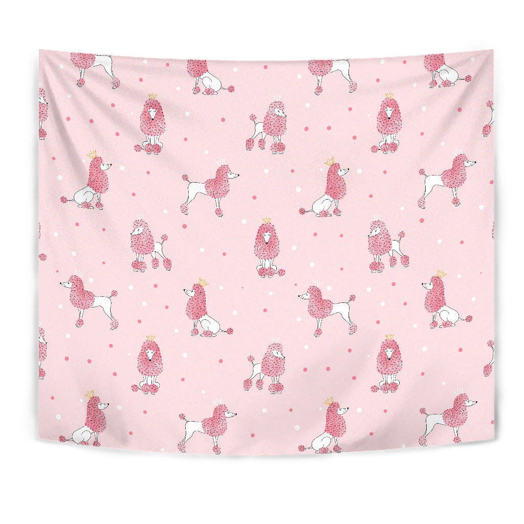 Poodle Dog Pink Color Theme Wall Tapestry