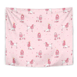 Poodle Dog Pink Color Theme Wall Tapestry