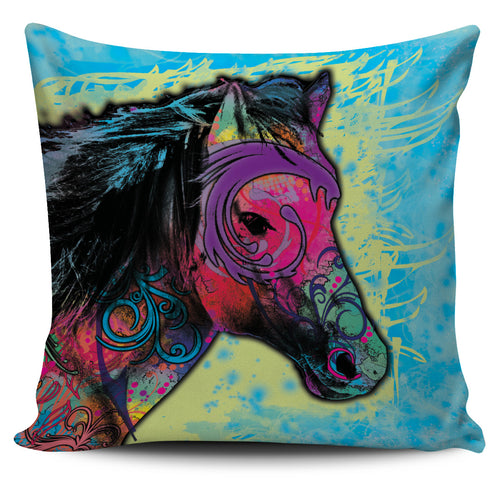 Blue Horse Pillow Cover