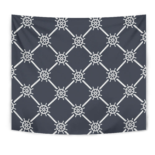 Nautical Steering Wheel Rope Pattern Wall Tapestry
