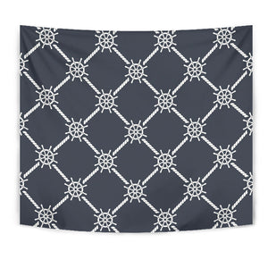 Nautical Steering Wheel Rope Pattern Wall Tapestry