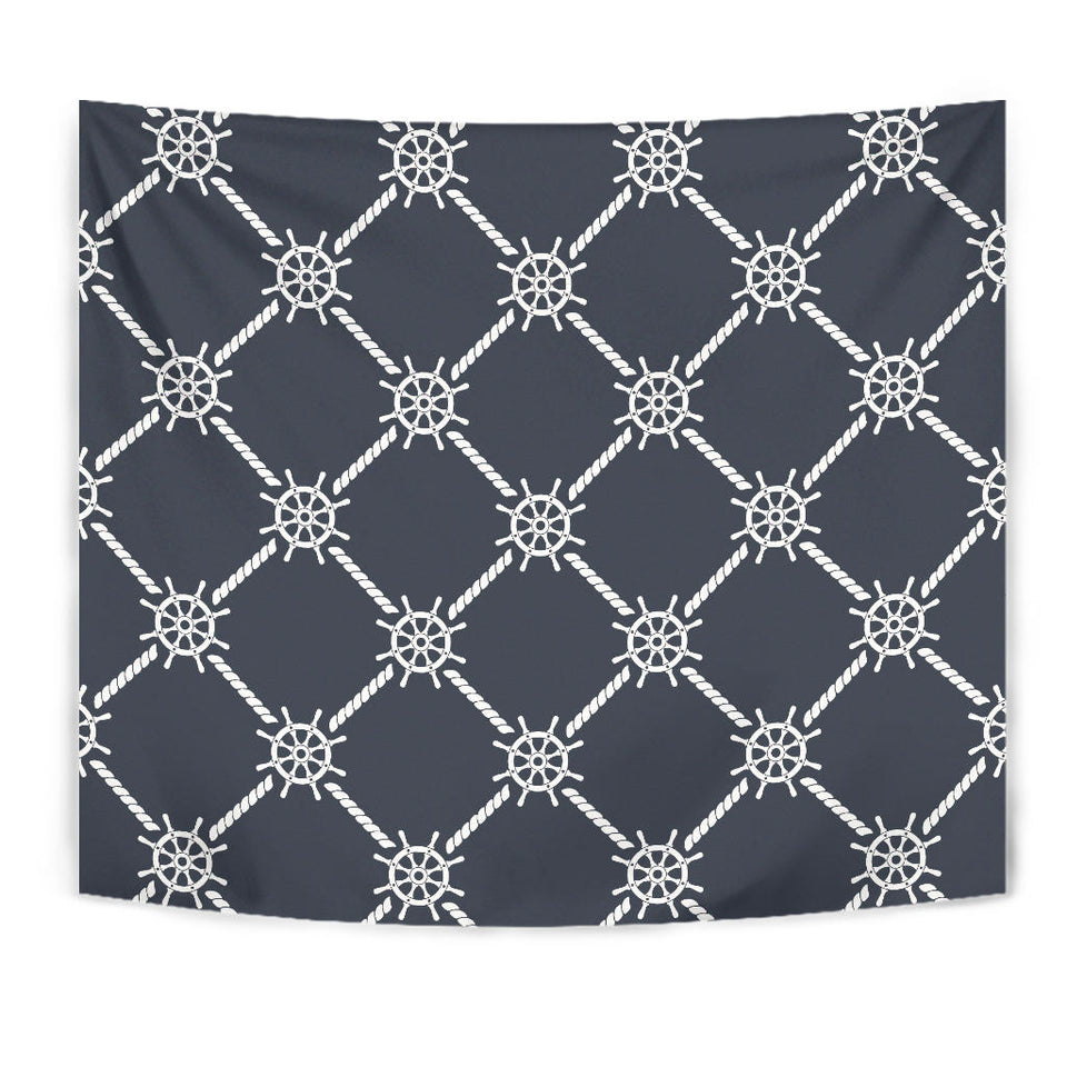 Nautical Steering Wheel Rope Pattern Wall Tapestry