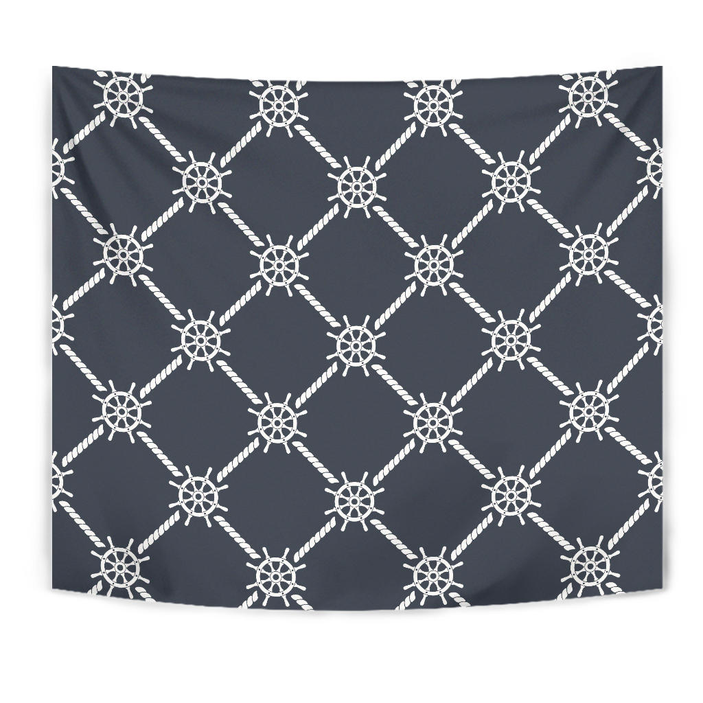 Nautical Steering Wheel Rope Pattern Wall Tapestry