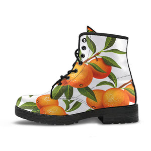 Oranges Pattern Background Leather Boots