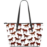Horses Running Pattern Background Large Leather Tote Bag