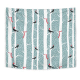 Crows Christmas Hat Scarf Wall Tapestry