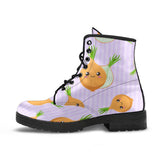 Cute Onions Smiling Faces Purple Background Leather Boots