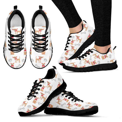 Chihuahua Bone Paw Pattern Women'S Sneaker Shoes