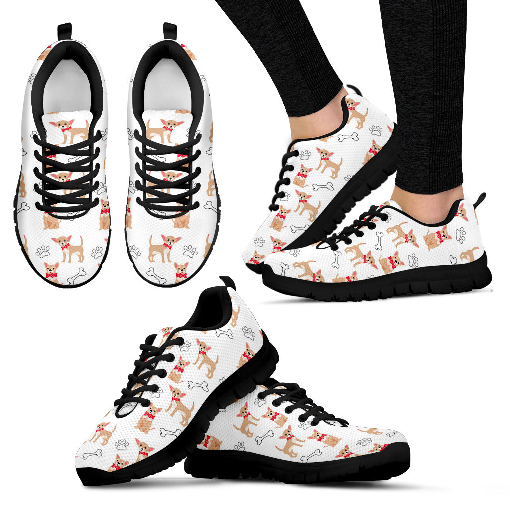 Chihuahua Bone Paw Pattern Women'S Sneaker Shoes