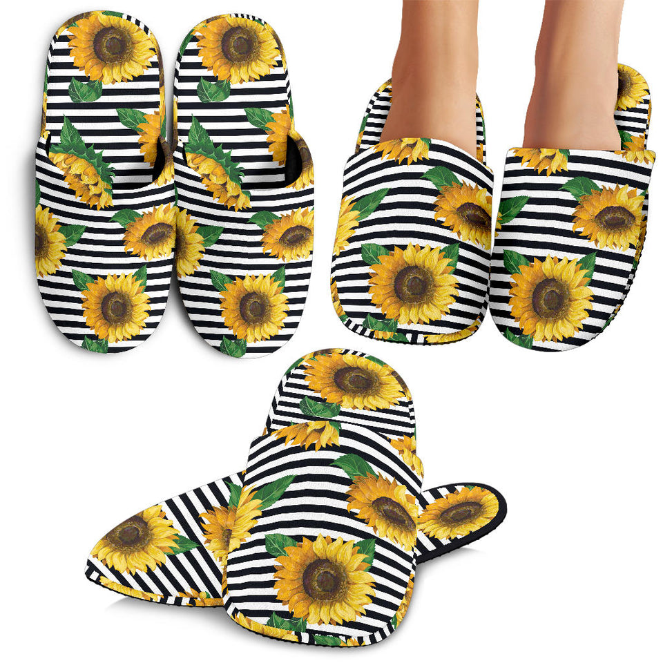 Sunflowers Ribbon Background Slippers