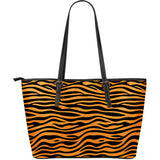 Bengal Tigers Skin Print Pattern Background Large Leather Tote Bag
