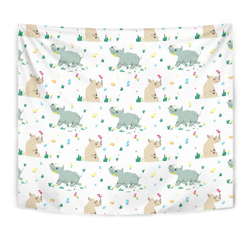 Cute Rhino Pattern Wall Tapestry