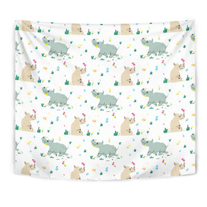 Cute Rhino Pattern Wall Tapestry