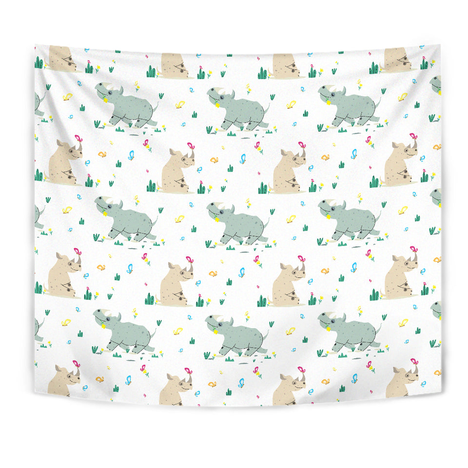 Cute Rhino Pattern Wall Tapestry