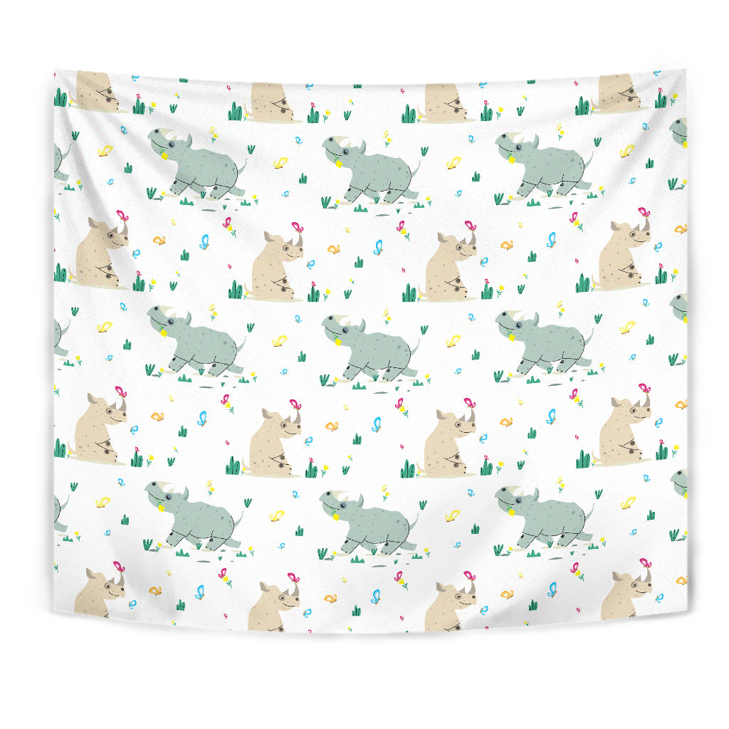 Cute Rhino Pattern Wall Tapestry