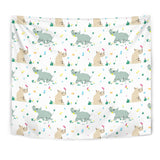 Cute Rhino Pattern Wall Tapestry
