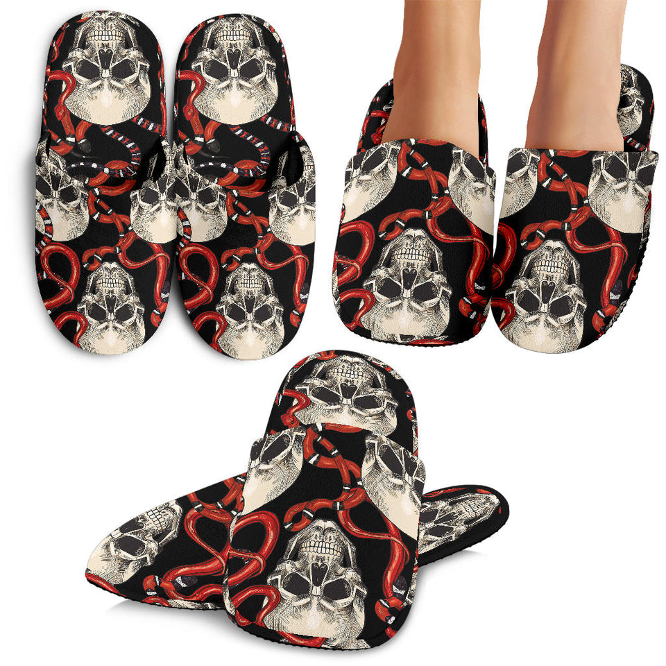 Red Snake Skull Pattern Slippers