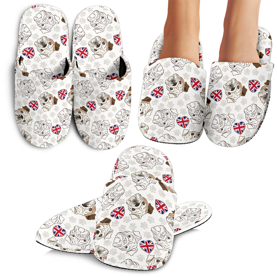 English Bulldog Pattern Print Design 01 Slippers