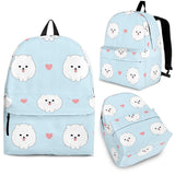 White Cute Pomeranian Pattern Backpack
