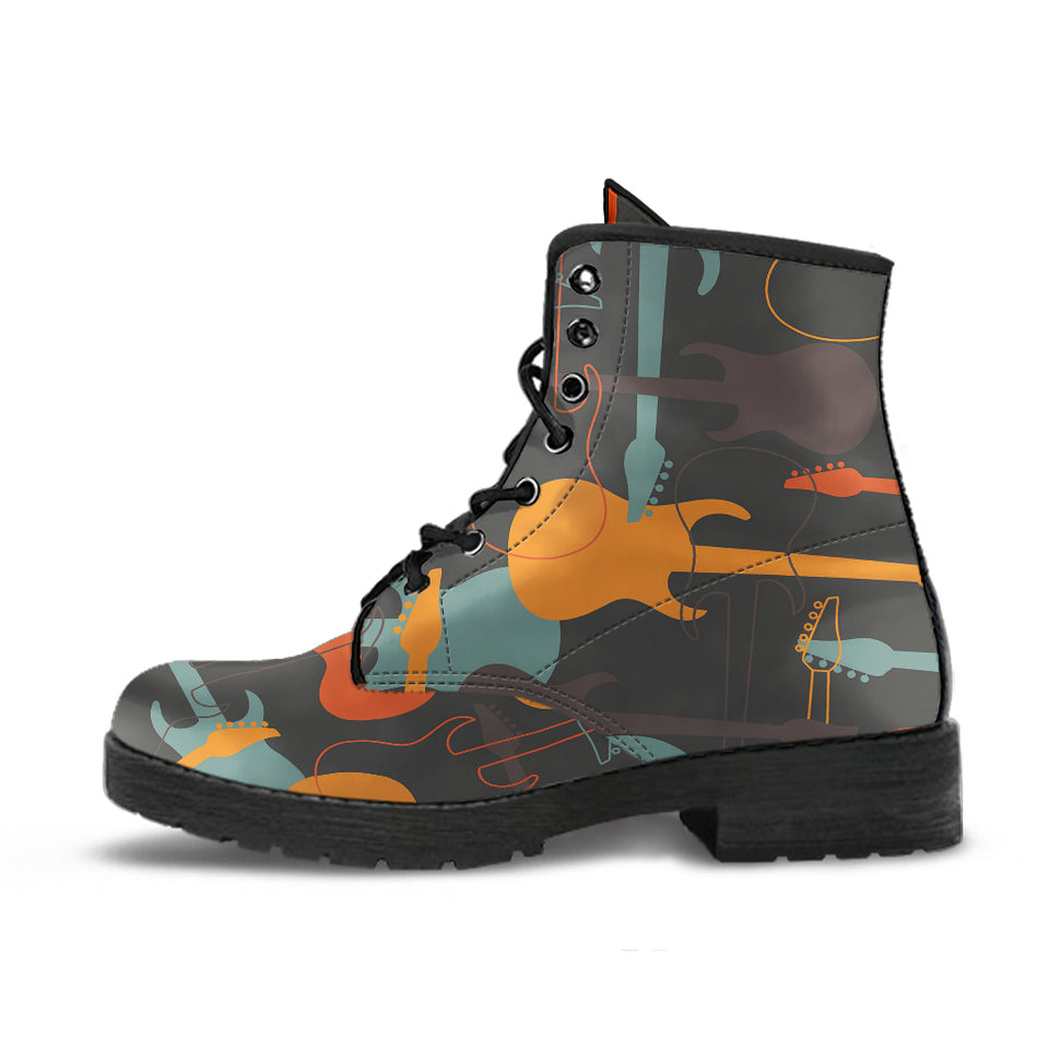 Electric Guitars Pattern Leather Boots