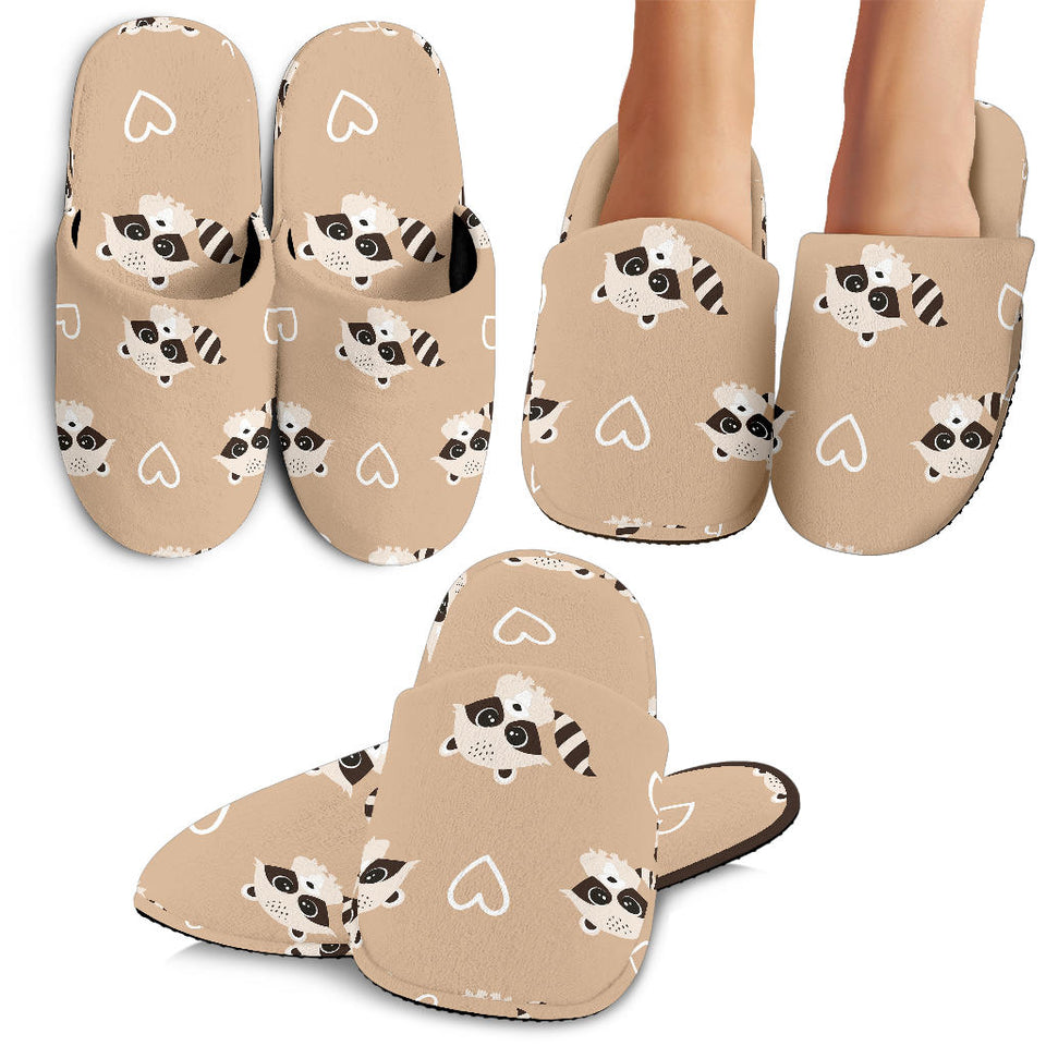 Cute Raccoon Heart Pattern Slippers