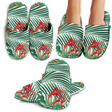 Heliconia Palm And Monstera  Leaves Pattern Slippers