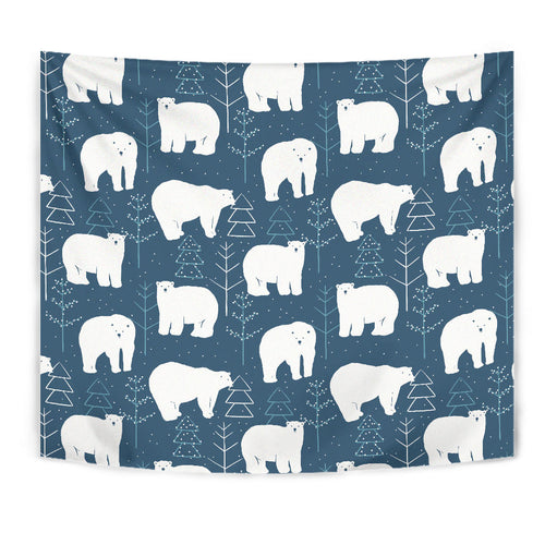 Polar Bear Mother Her Child Pattern Wall Tapestry