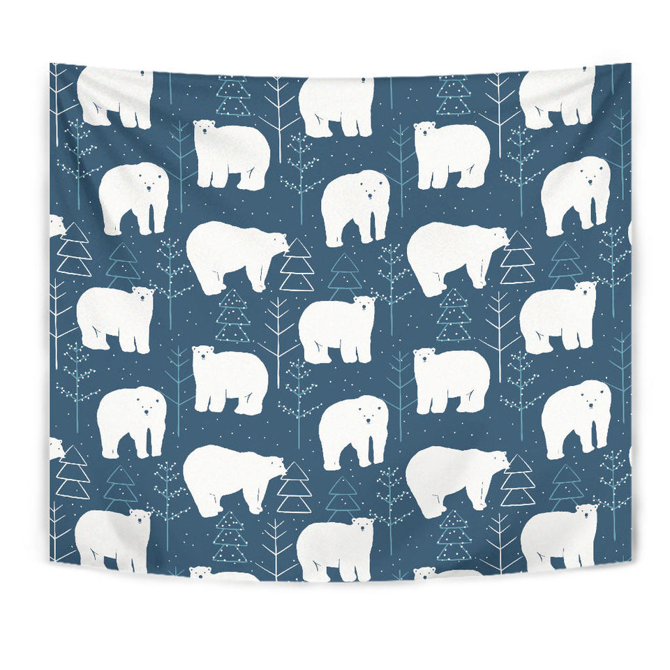 Polar Bear Mother Her Child Pattern Wall Tapestry