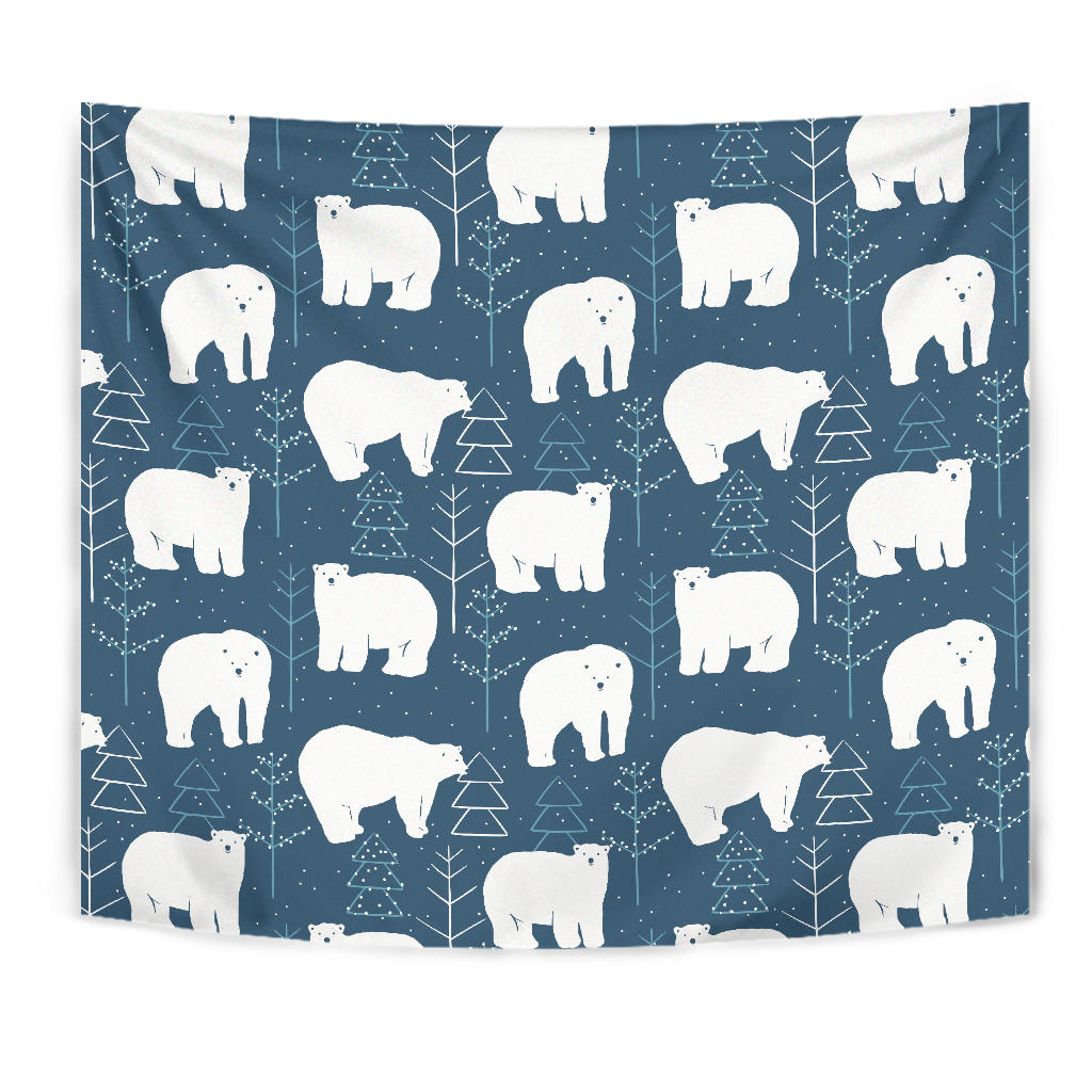 Polar Bear Mother Her Child Pattern Wall Tapestry