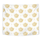 Gold Ornamental Lotue Waterlily Symbol Pattern Wall Tapestry