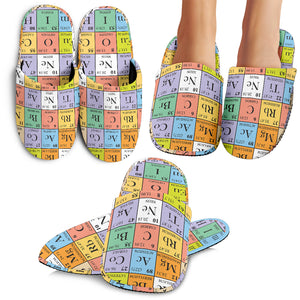Chemistry Periodic Table Pattern Print Design 01 Slippers