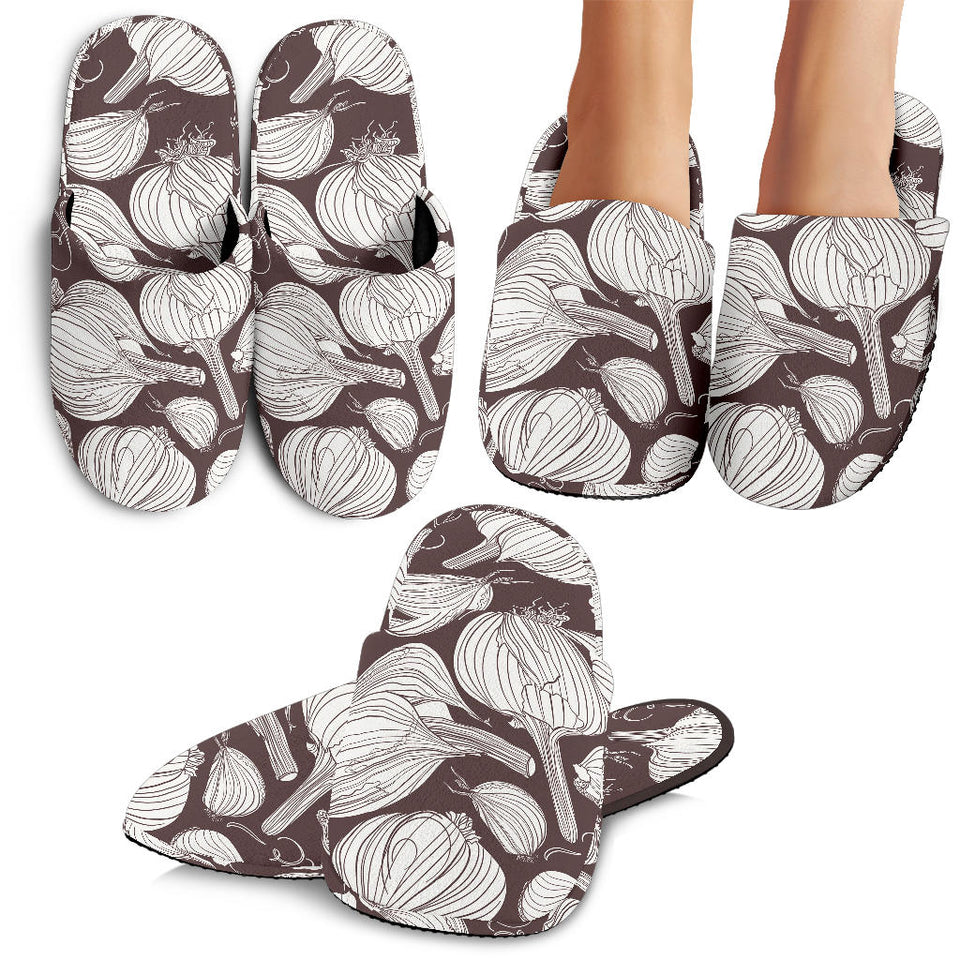 Garlic Bulb Dark Background Slippers