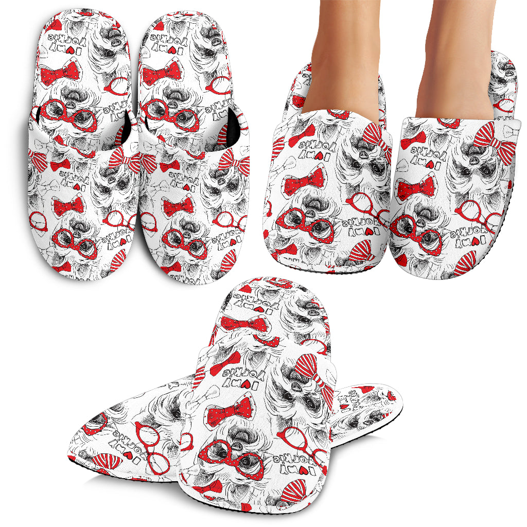 Yorkshire Terrier Pattern Print Design 04 Slippers