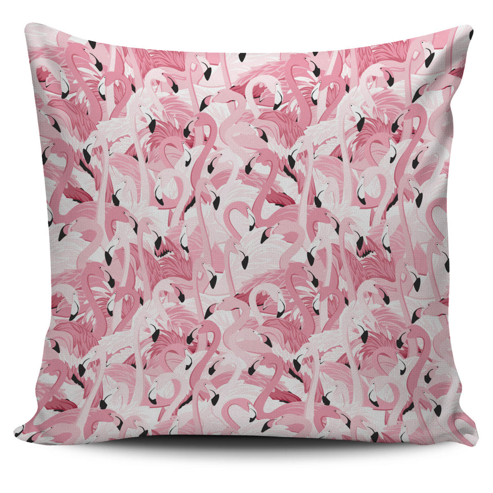 Pink Flamingos Pattern Background Pillow Cover