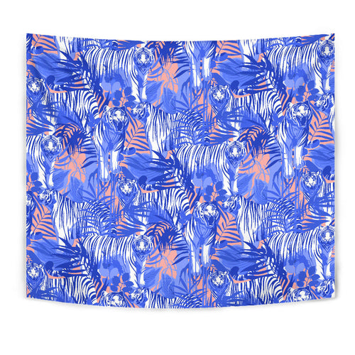 White Bengal Tigers Pattern Wall Tapestry