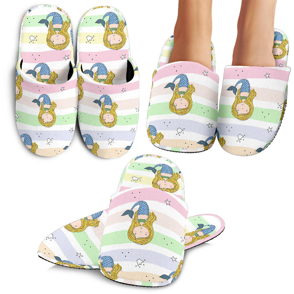 Cute Hand Drawn Mermaid Slippers