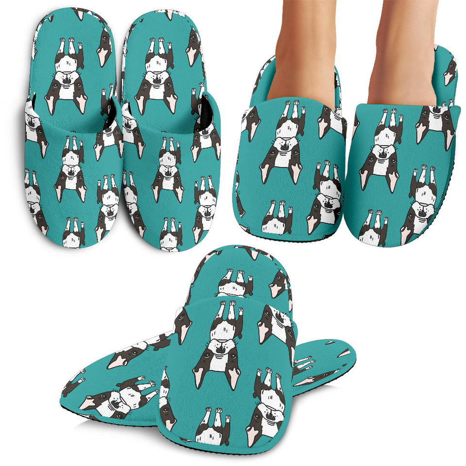 Hand Drawn Boston Terrier Dog Pattern Slippers