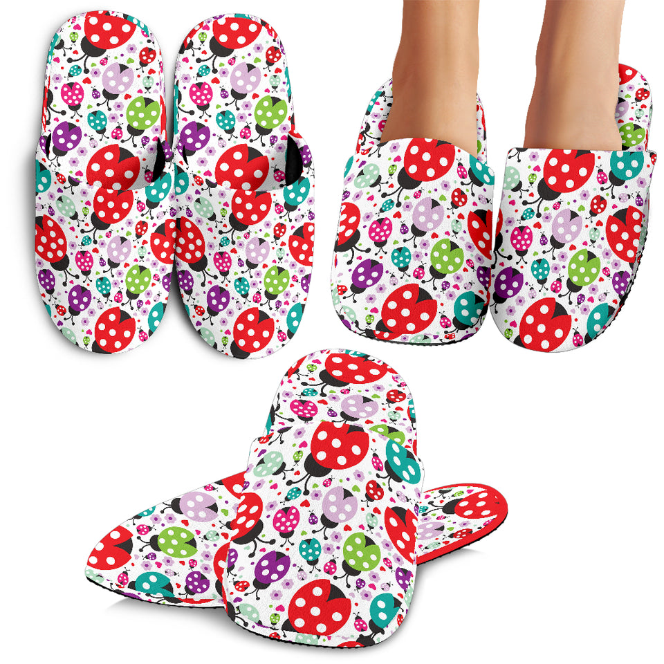 Ladybug Pattern Print Design 03 Slippers