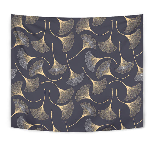 Gold Ginkgo Leaves Wall Tapestry