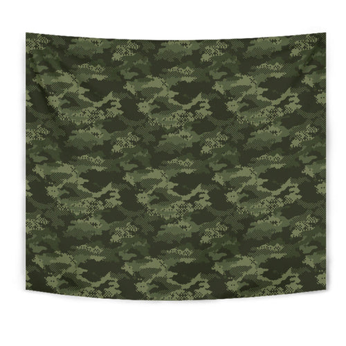 Digital Green Camo Camouflage Pattern Wall Tapestry