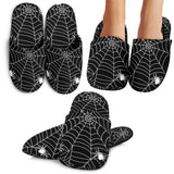 Spider Web Design Pattern Black Background White Cobweb Slippers