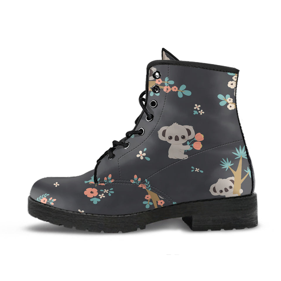 Cute Koala Pattern Leather Boots