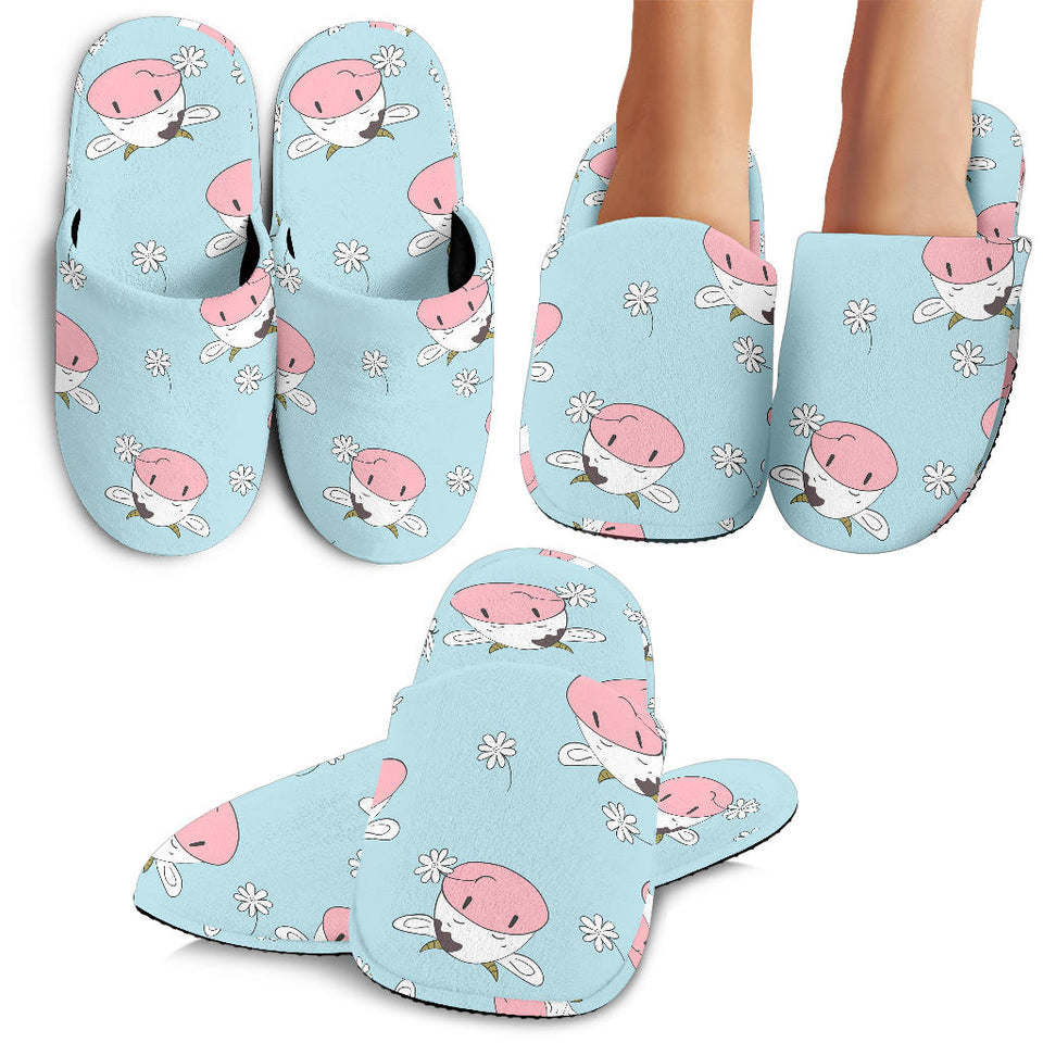 Cute Cow Flower Pattern Slippers