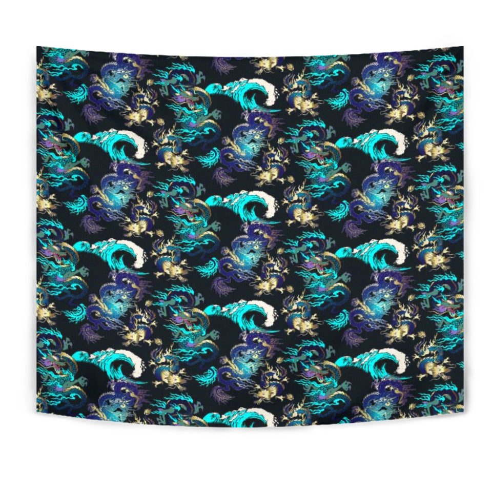 Dragon Sea Wave Pattern Wall Tapestry