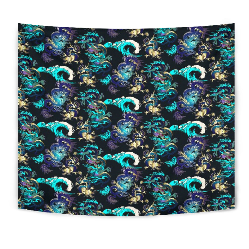 Dragon Sea Wave Pattern Wall Tapestry
