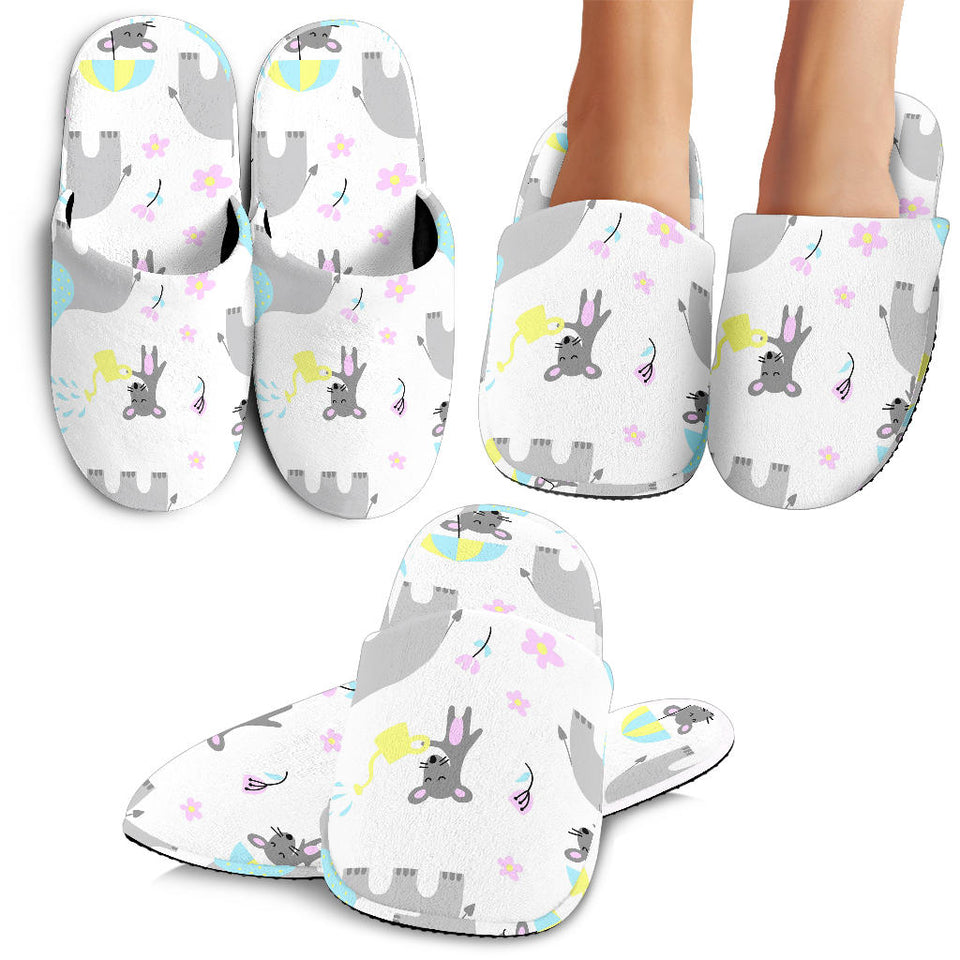 Cute Elephant Mouse Pattern Slippers