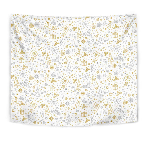 Christmas Tree Christmas Element Silver Gold Pattern Wall Tapestry