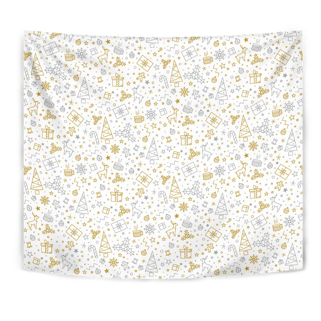 Christmas Tree Christmas Element Silver Gold Pattern Wall Tapestry